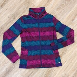 Merrell Colorful Striped Zip-Up Light Sweater Women's size Medium